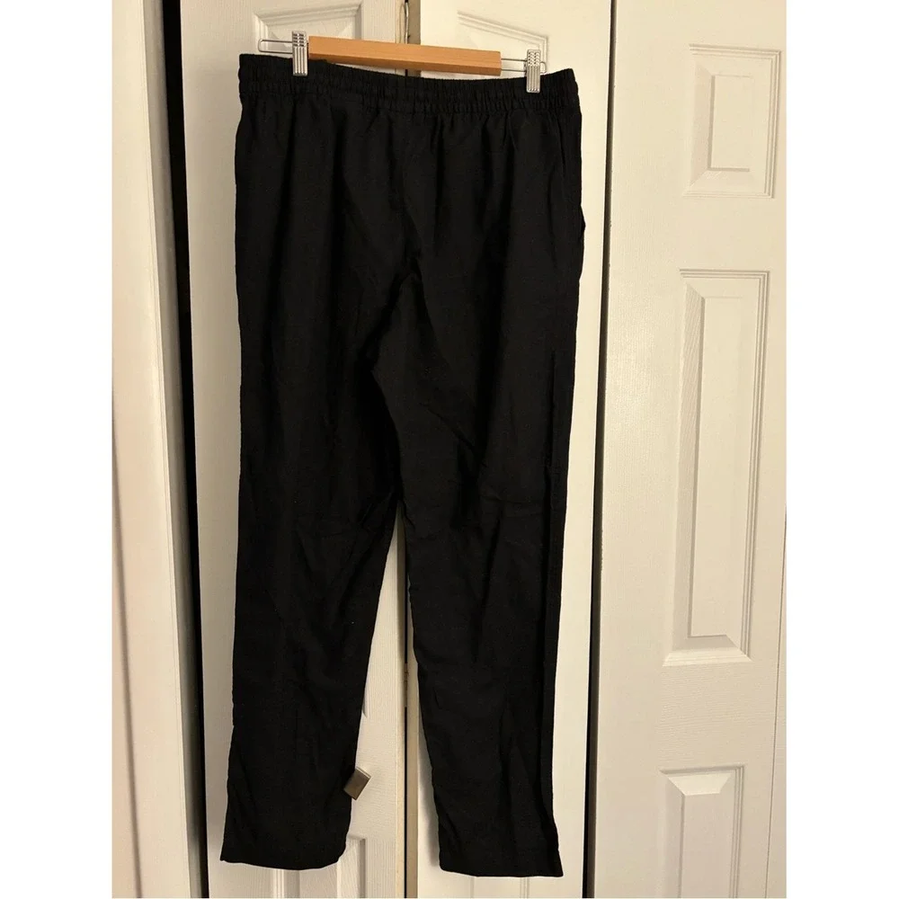 H&M Black Linen Blend Drawstring Pants Size Large NWT Relaxed Coastal Style
